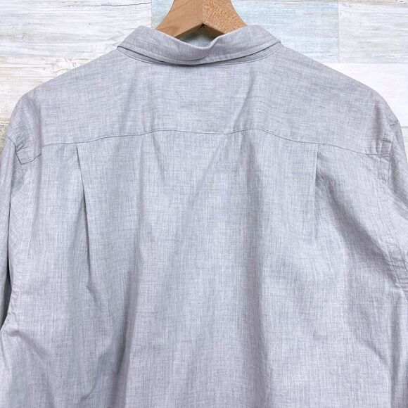 LINKSOUL Long Sleeve Button Down Shirt Gray Solid Lightweight Stretch Mens Large - Picture 5 of 7